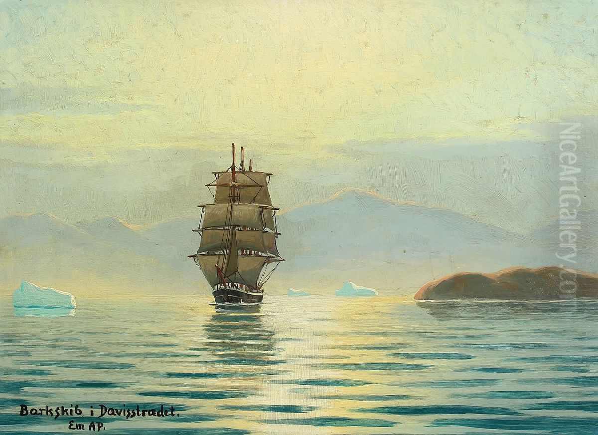 Barque in the Davis Strait Oil Painting by Emanuel Petersen