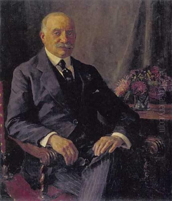 Portrait of Sally Berg (1857-1924), founder and co-owner of Hirsch & Cie Oil Painting by Baruch Laguna