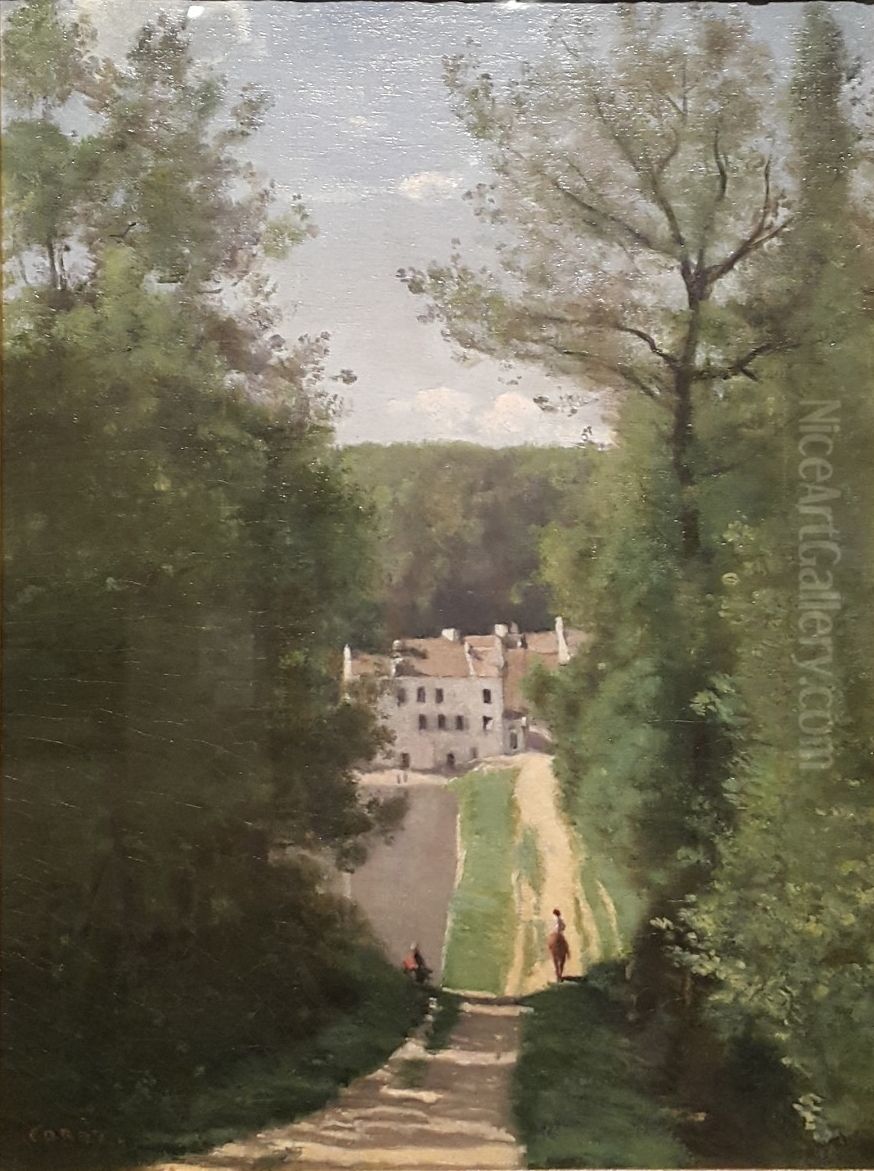 Ville d'Avray, Cabassud House Oil Painting by Jean-Baptiste Camille Corot