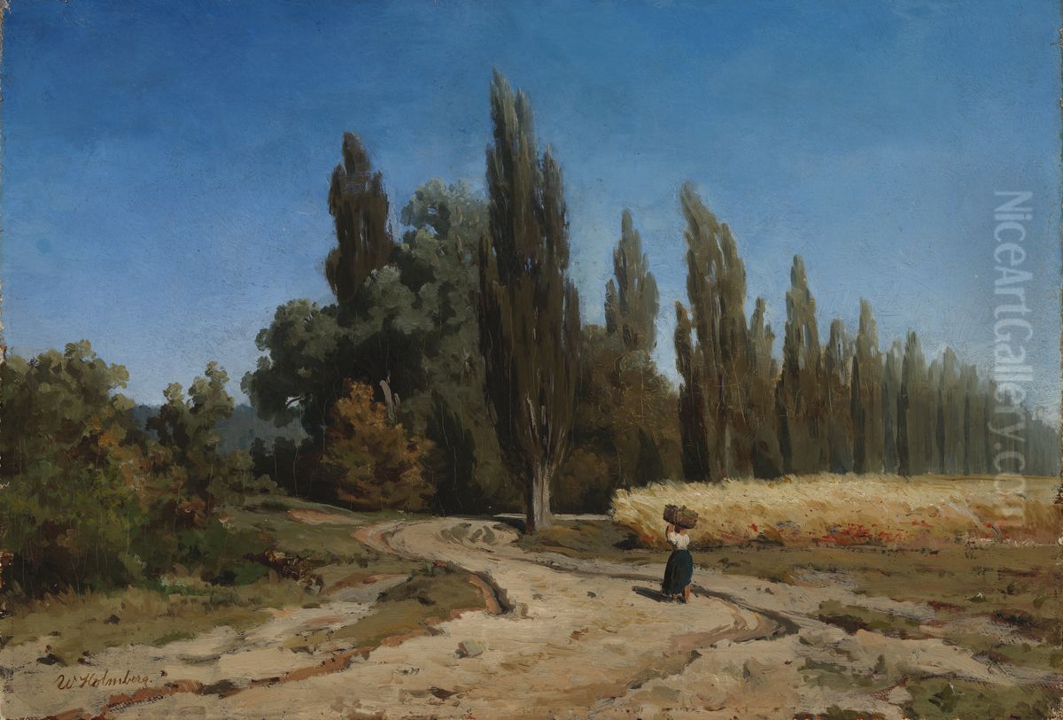 Poplar Alley Oil Painting by Werner Holmberg