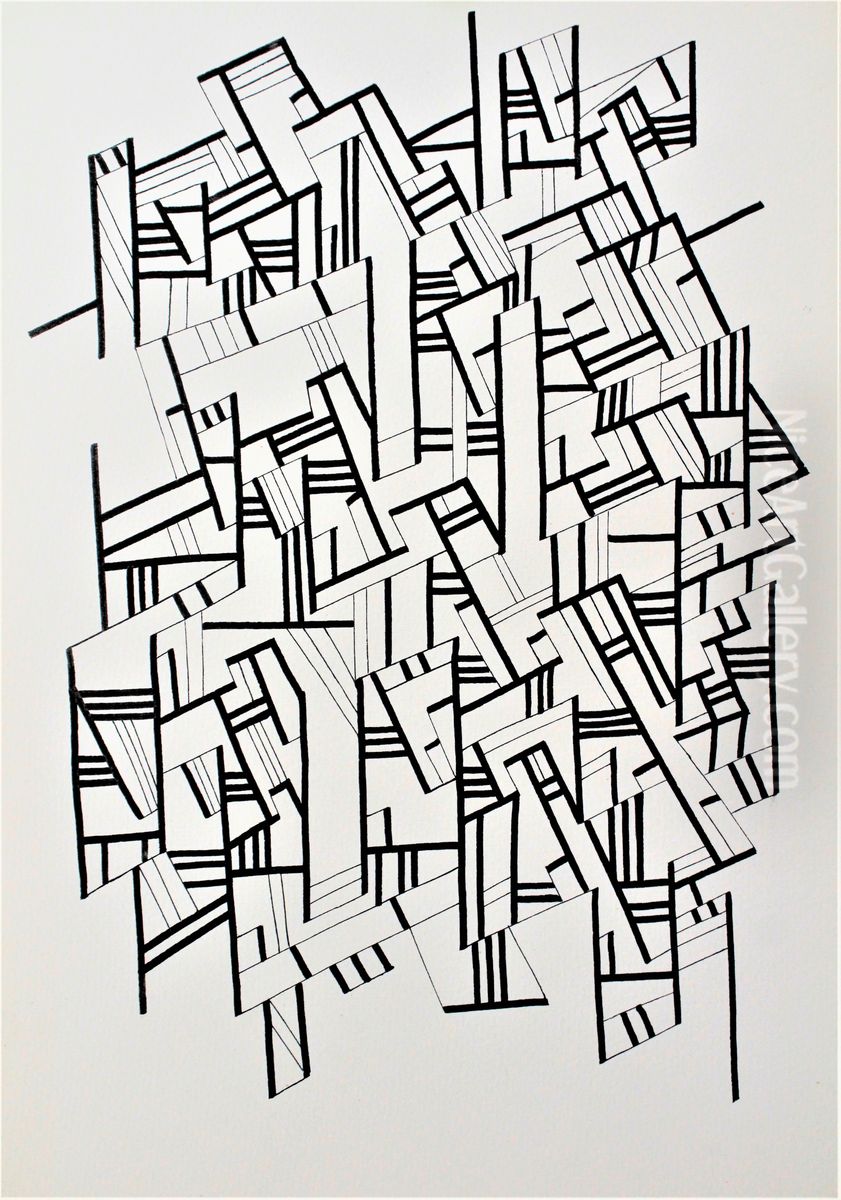 Freie abstrakte Federzeichnung Oil Painting by Gerhard Preuss