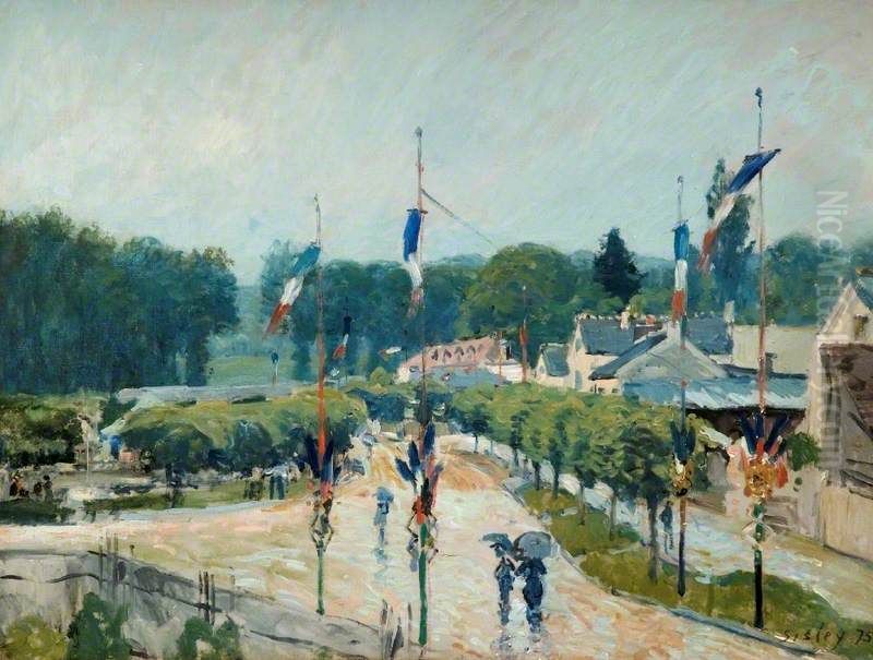 14 July at Marly, France Oil Painting by Alfred Sisley