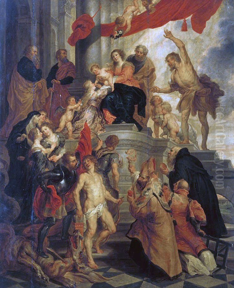 Casamento Mistico de Santa Catarina Oil Painting by Hendrick van Balen the Elder