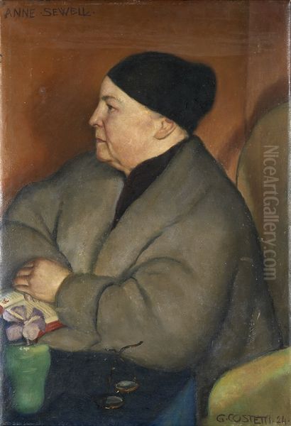 Portrett av Anne Cathrine Aschehoug, gift Sewell Oil Painting by Giovanni Costetti