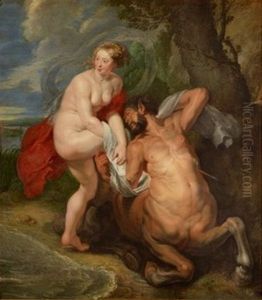 Der sterbende Kentaure Nessus ubergibt Dejanira das vergiftete Hemd