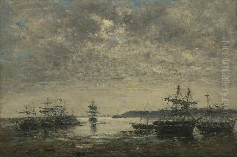 Le Havre, France, l'avant-port Oil Painting by Eugene Louis Boudin