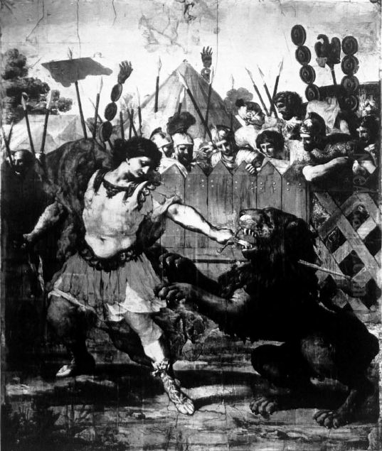 Constantine Slaying the Lion (sketch) Oil Painting by Pietro da Cortona