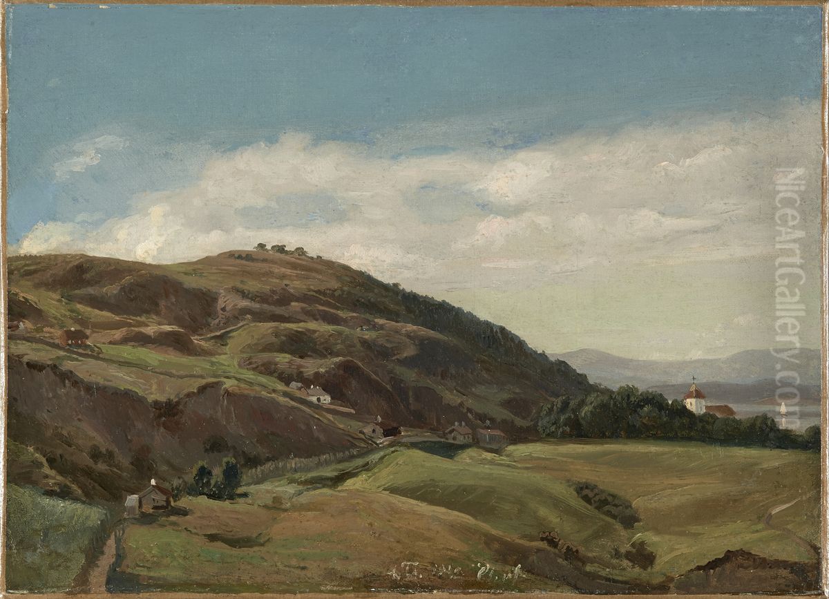 Ekeberg og Oslo kirke Oil Painting by Adolph Tidemand
