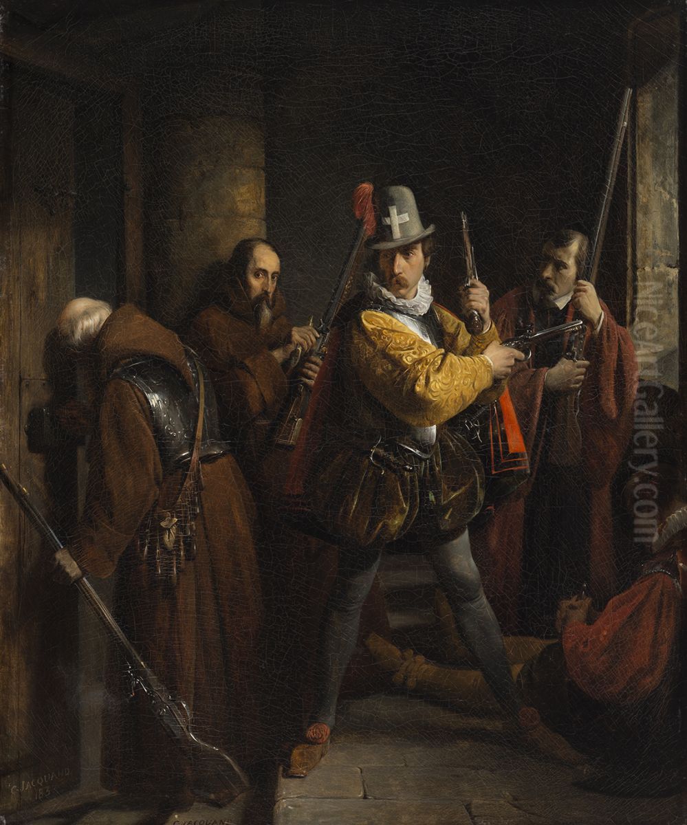 The night of Bartholomew 1572 Oil Painting by Claudius Jacquand