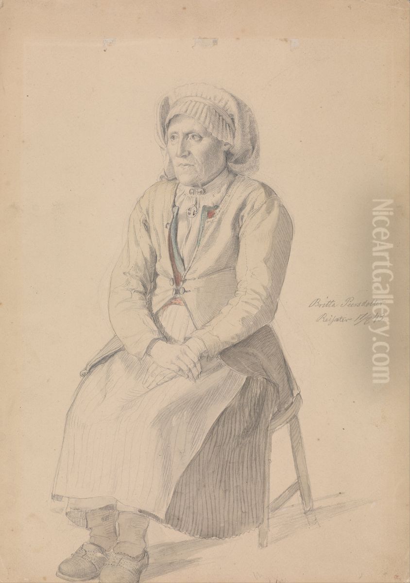 Britta Peersdotter Reisaeter, Ullensvang Oil Painting by Adolph Tidemand