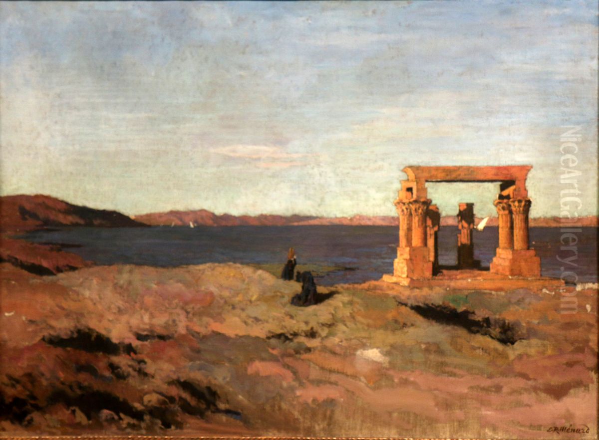 Le Temple de Kerdasa (Nubie) Oil Painting by Emile-Rene Menard