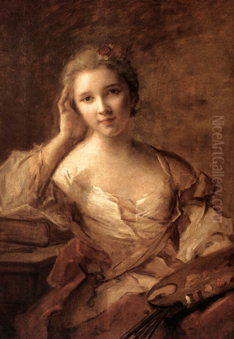 Portrait d'une jeune femme peintre Oil Painting by Jean-Marc Nattier