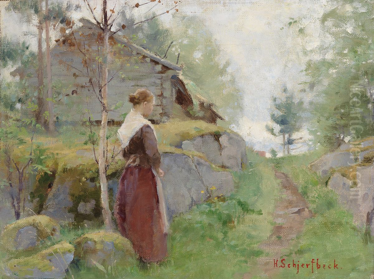 The Girl From Barosund Oil Painting by Helene Schjerfbeck