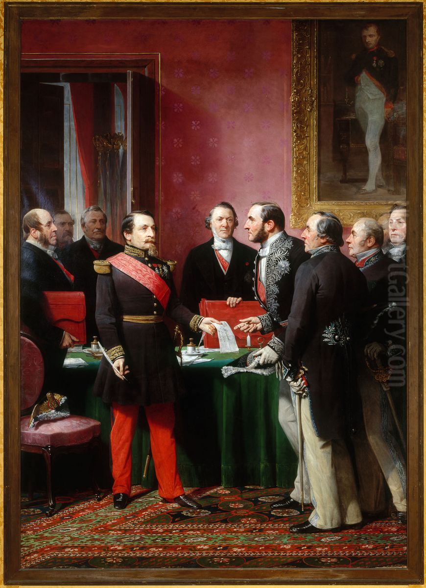 L'Empereur presente a Haussmann le plan d'annexion des Communes Oil Painting by Adolphe Yvon