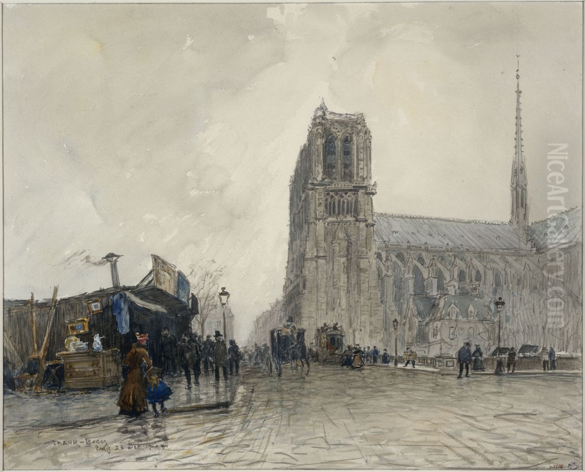 Notre-Dame vue du Pont au Double Oil Painting by Frank Myers Boggs