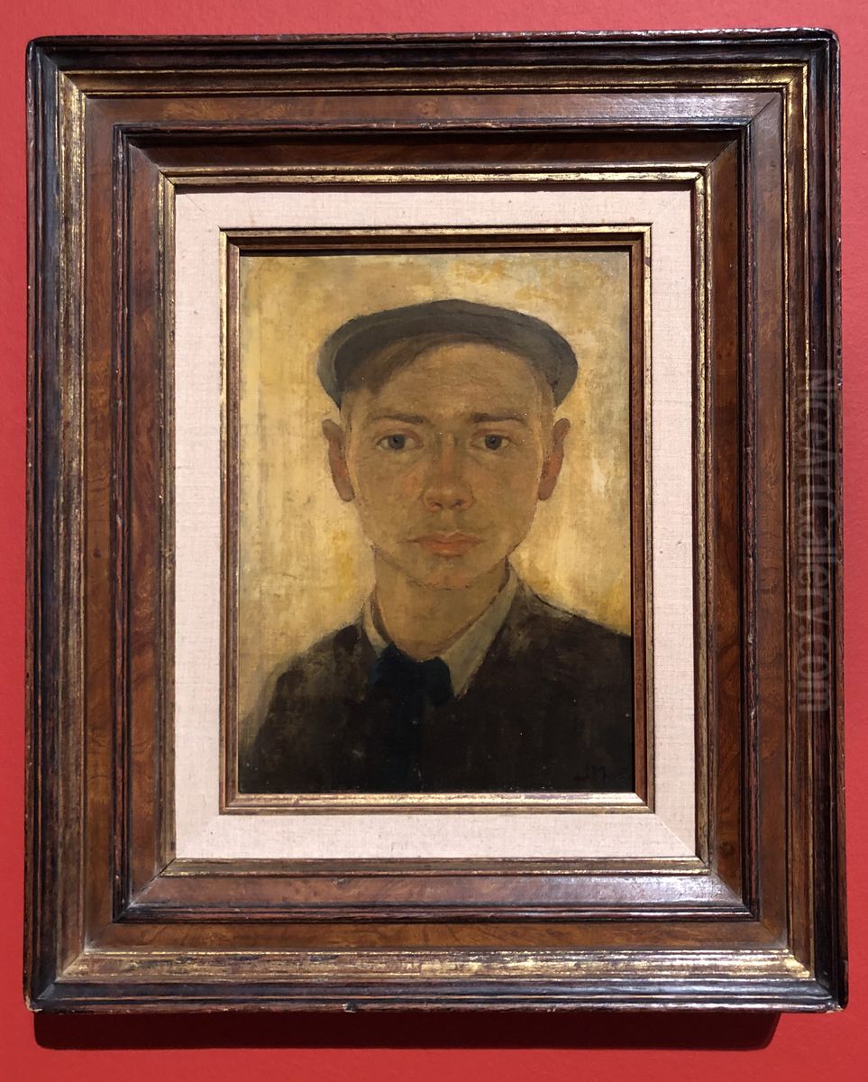 Self-portrait with cap Oil Painting by Jan Mankes