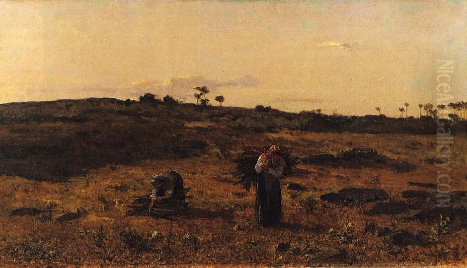 Charneca de Belas ao por-do-sol Oil Painting by Antonio Carvalho de Silva Porto