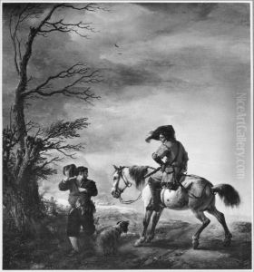 Landscape with a peasant greeting a horseman Landscape with a peasant greeting a horseman