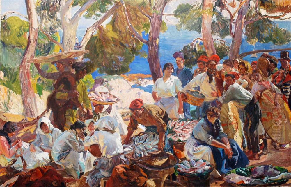 Cataluna. El pescado Oil Painting by Joaquin Sorolla