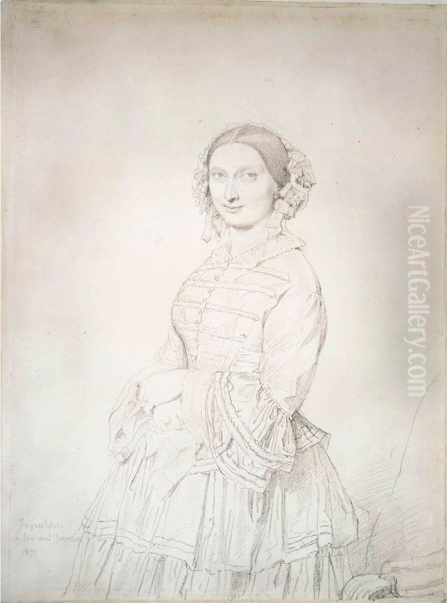 Portrait de Madame Augustin Varcollier, nee Atala Stamaty Oil Painting by Jean Auguste Dominique Ingres