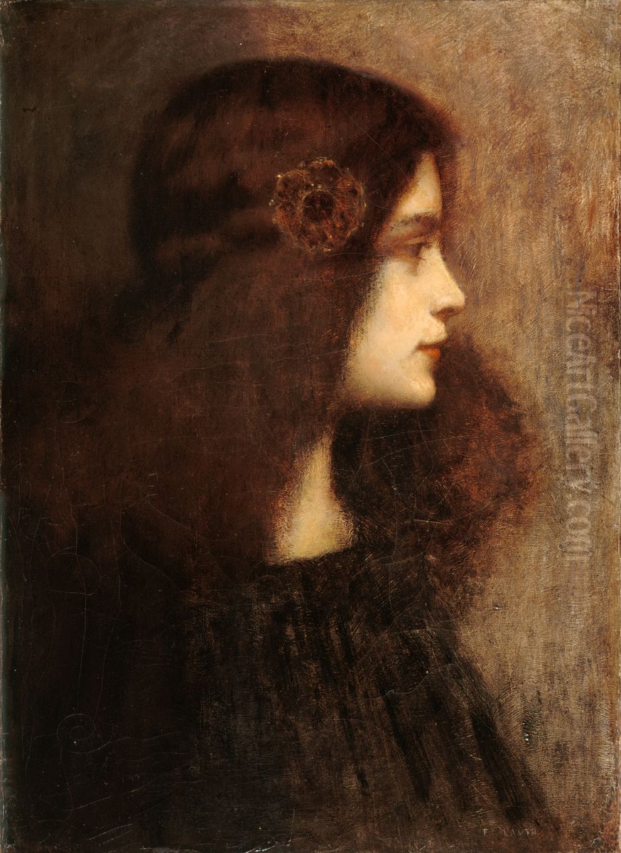 Portrait d'Aurore Lauth Sand Oil Painting by Charles Frederic Lauth