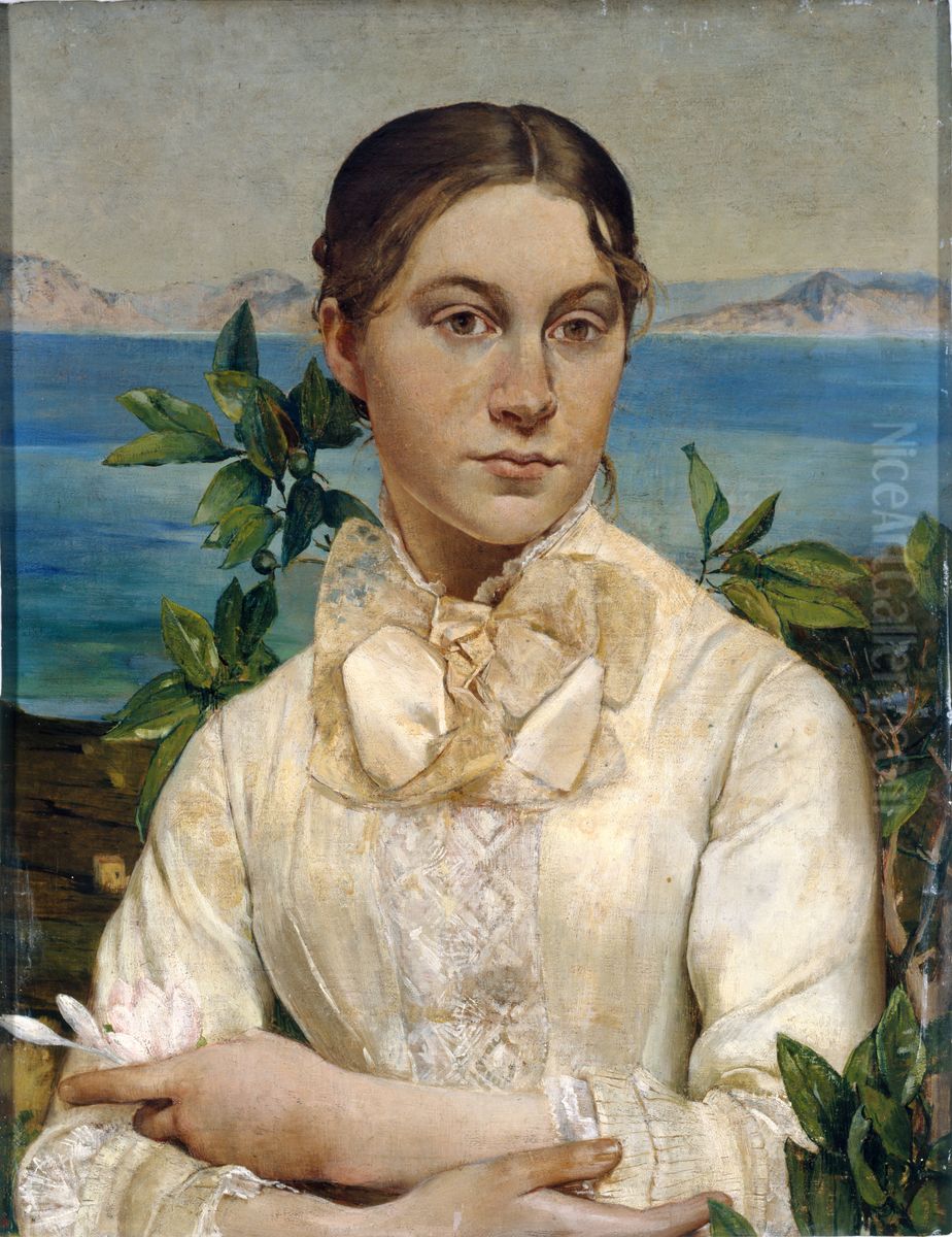 Portrait de Noemi Renan a dix-sept ans Oil Painting by Ary Renan