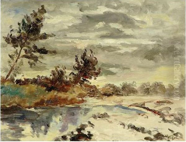 Paysage De Neige Oil Painting by A. Christiansen