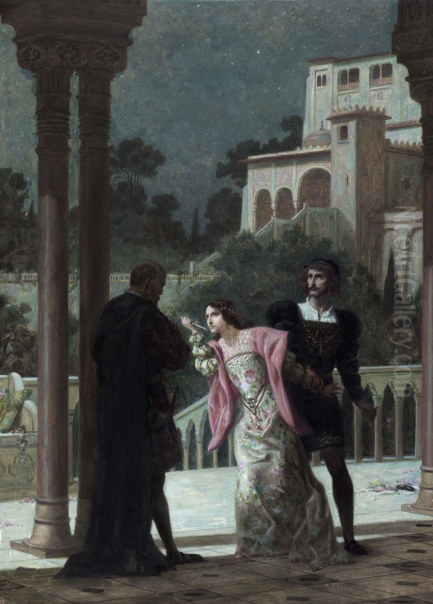 Hernani ; - dernier acte Oil Painting by Louis Edouard Fournier