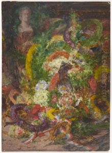 Les fleurs et les couronnes de la chambre mortuaire Les fleurs et les couronnes de la chambre mortuaire