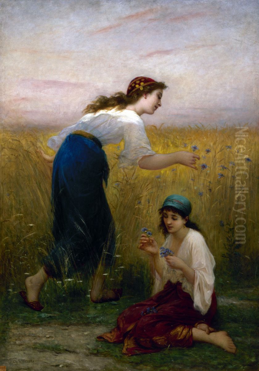 Les Bleuets Oil Painting by Charles Landelle