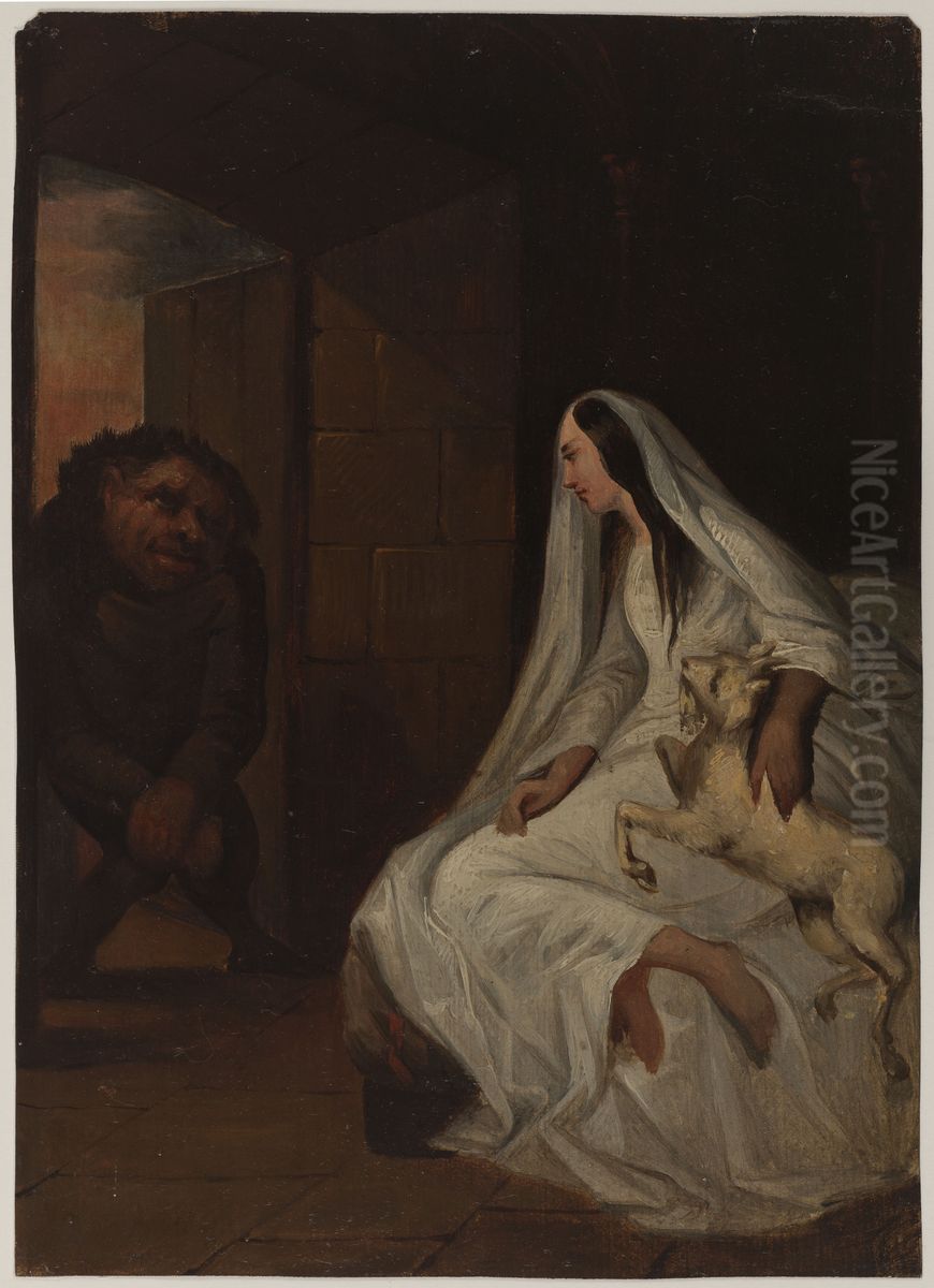 Esmeralda et Quasimodo Oil Painting by Tony Johannot