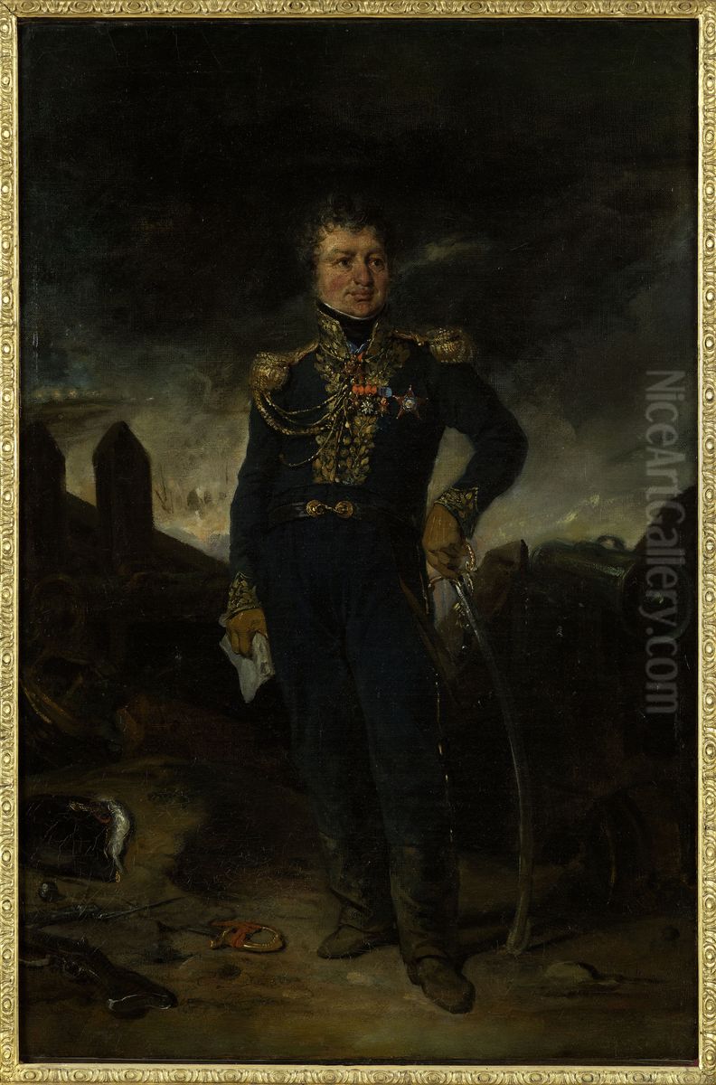 Portrait du general Joseph-Leopold Sigisbert Hugo Oil Painting by Eugene Francois Marie Joseph Deveria