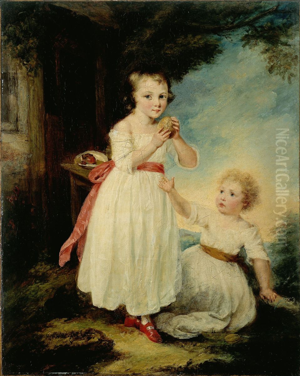 Portrait de deux fillettes, dit Les Gateaux Oil Painting by William Artaud