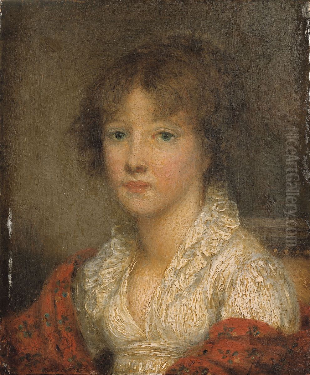 Portrait de jeune fille Oil Painting by Jeanne-Philiberte Ledoux