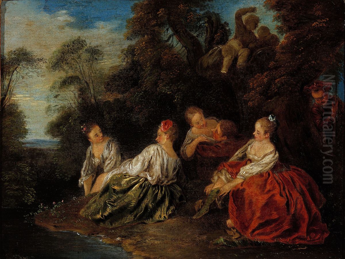 Les Plaisirs du bain Oil Painting by Jean-Baptiste Pater