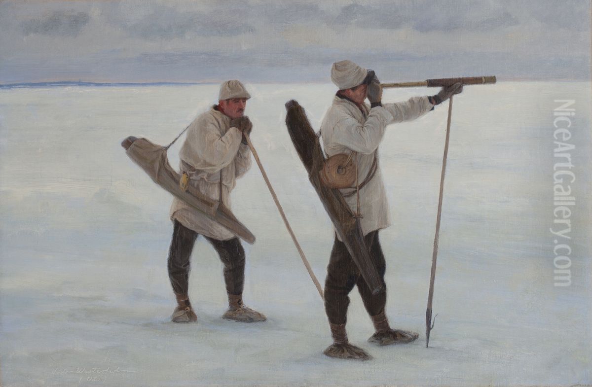 Seal Hunting Oil Painting by Victor Westerholm