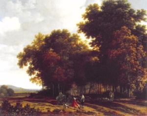 Landscape with a resting hunting company