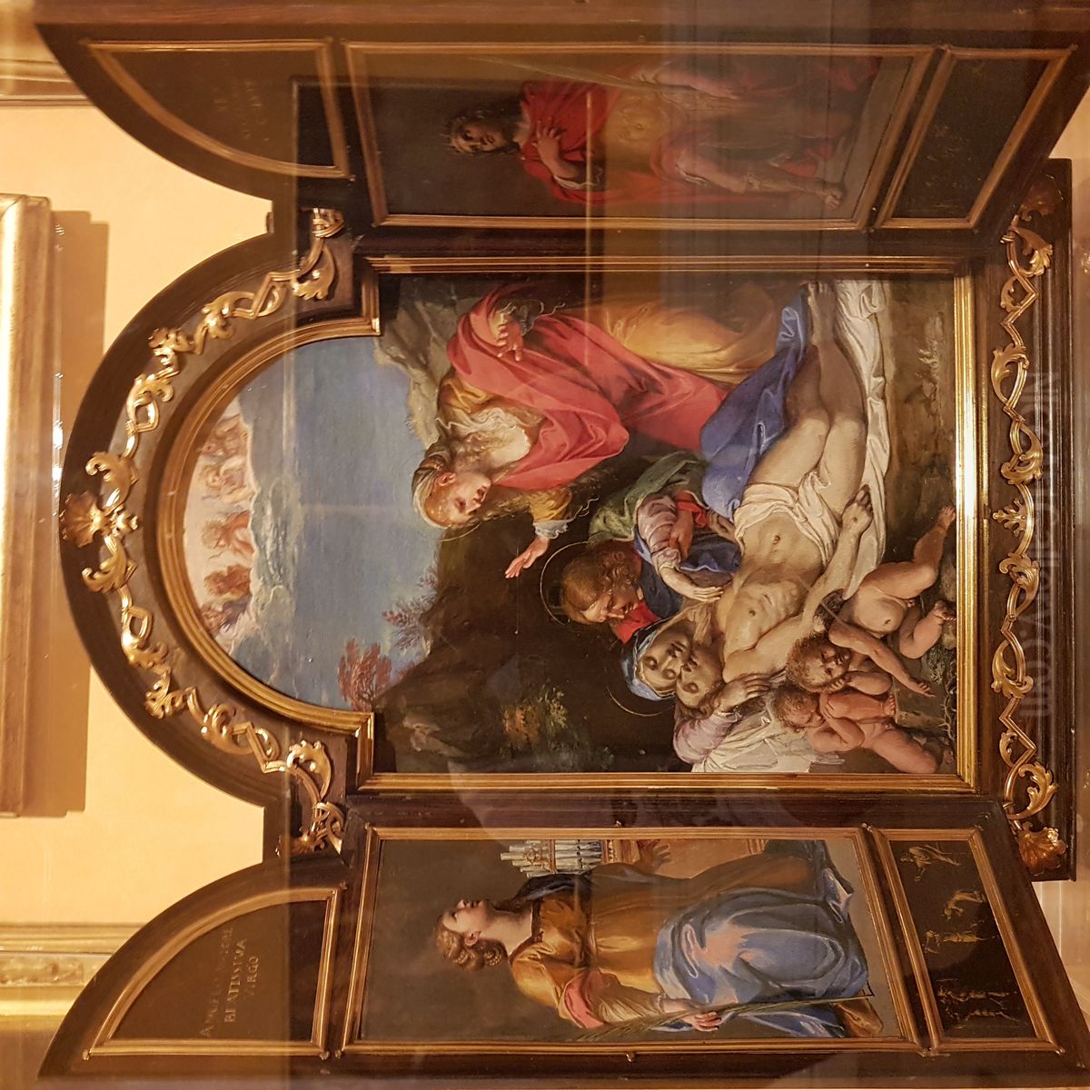Portable Altarpiece with Pieta and Saints Oil Painting by Annibale Carracci