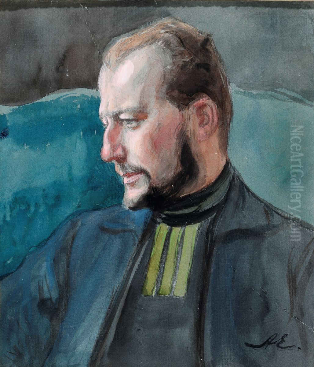 Taidemaalari Werner von Hausenin muotokuva Oil Painting by Albert Edelfelt