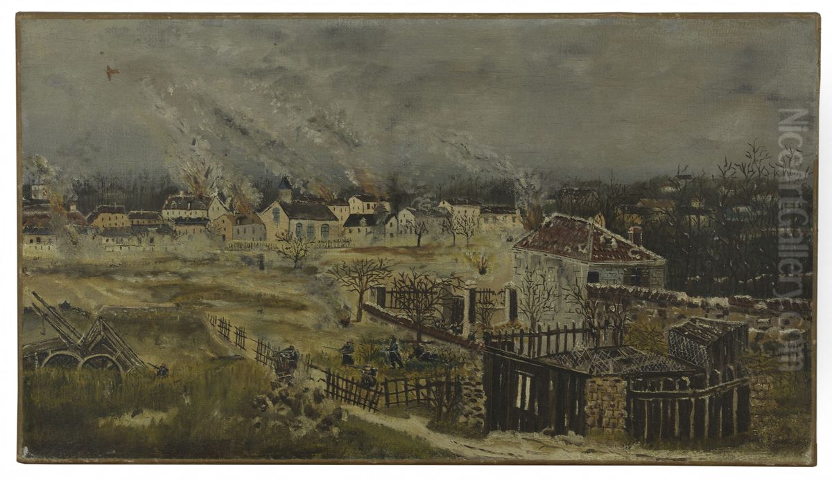 Bataille de Champigny - Episode de la guerre de 1870 Oil Painting by Henri Julien Rousseau