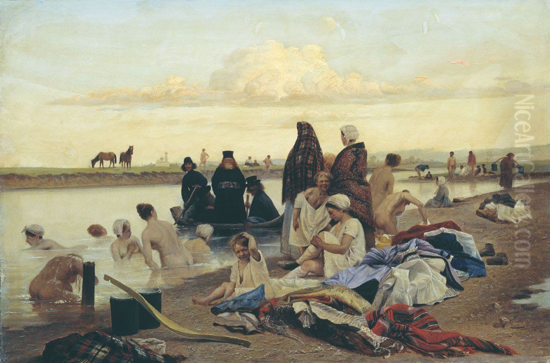 Monks. We went to the wrong place Oil Painting by Lev Grigorievich Solovyov