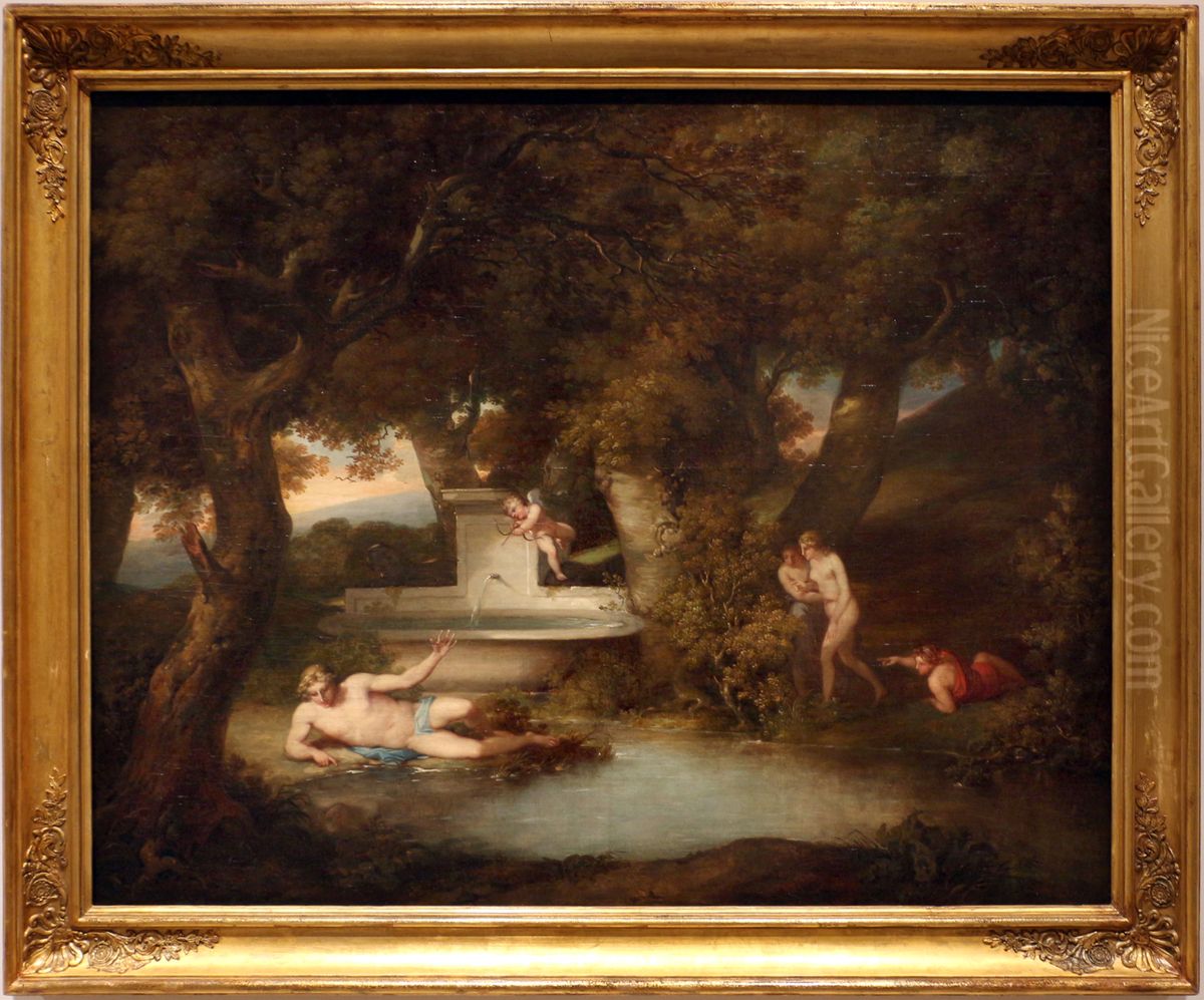 Narciso na Fonte Oil Painting by Vieira Portuense