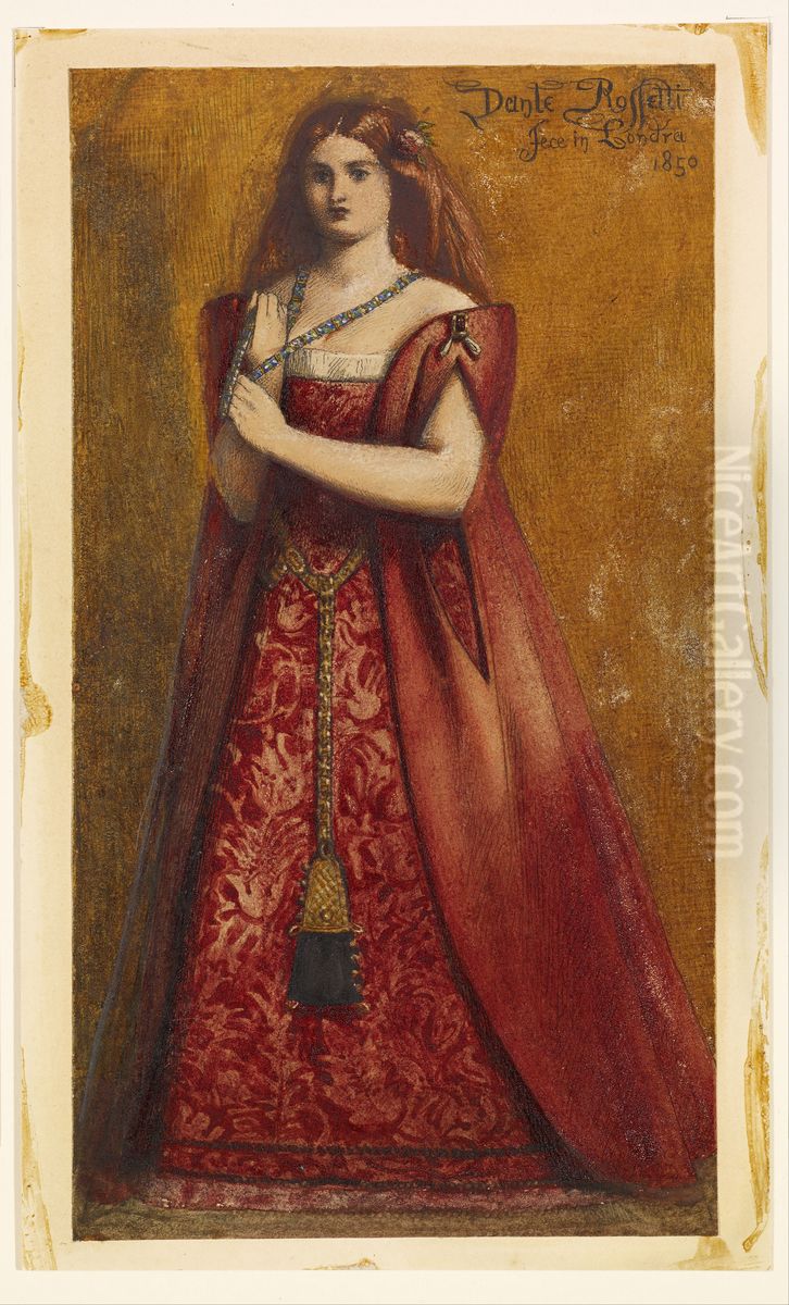 Rosso Vestita [Dressed in Red] Oil Painting by Dante Gabriel Rossetti