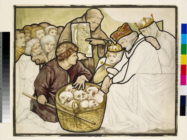 The Story of St George - The Skulls brought to the King Oil Painting by Rosa Corder