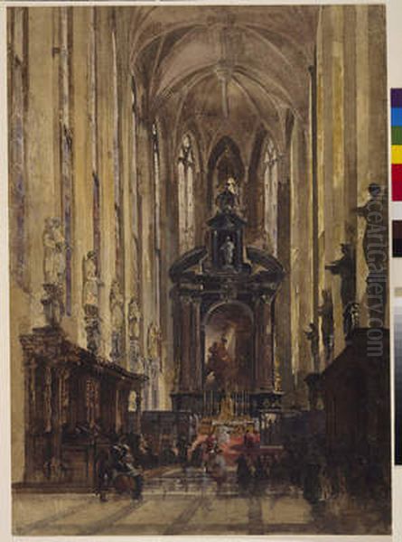 Interior Collegiate Church Of St Paul , Antwerp Oil Painting by William James Muller