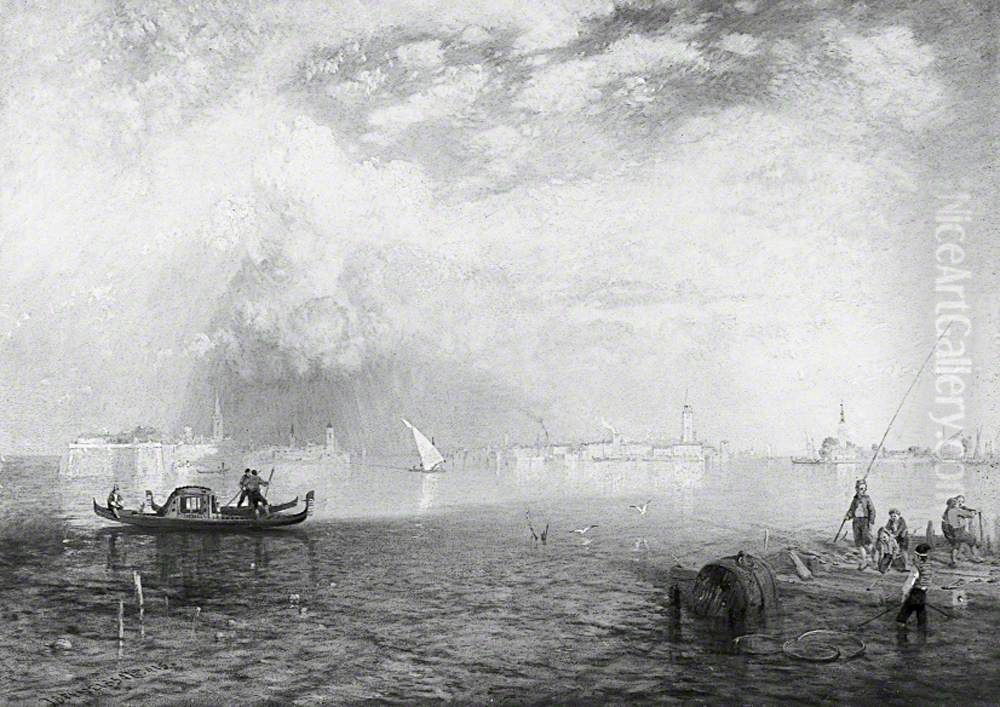 The Island Of Burano , Venetian Lagoon Oil Painting by James Baker Pyne