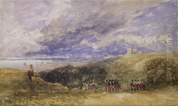 Peace and War, Lympne Church and Castle Oil Painting by David Cox Jr.