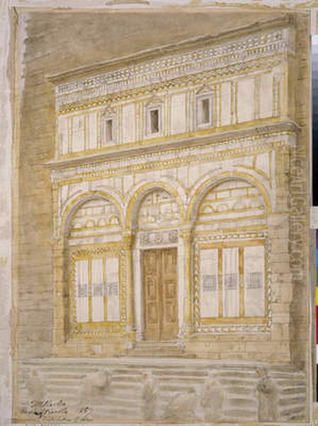Firesole  - West Front Of The Badia Oil Painting by Thomas Matthews Rooke