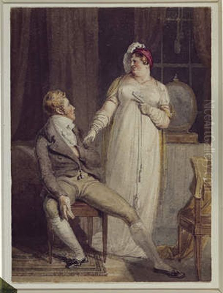 Tom Jones and Mrs Weston Oil Painting by Thomas Uwins