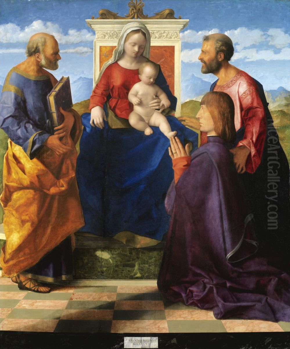 Madonna and Child Enthroned with Saints and Donor Oil Painting by Giovanni Bellini